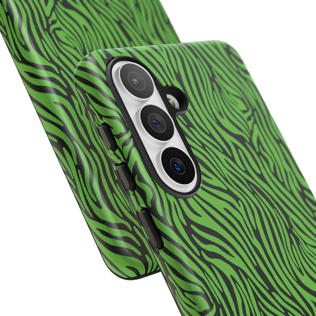 Neon Green Zebra Tough Phone Case iPhone, Galaxy, or Google Pixel