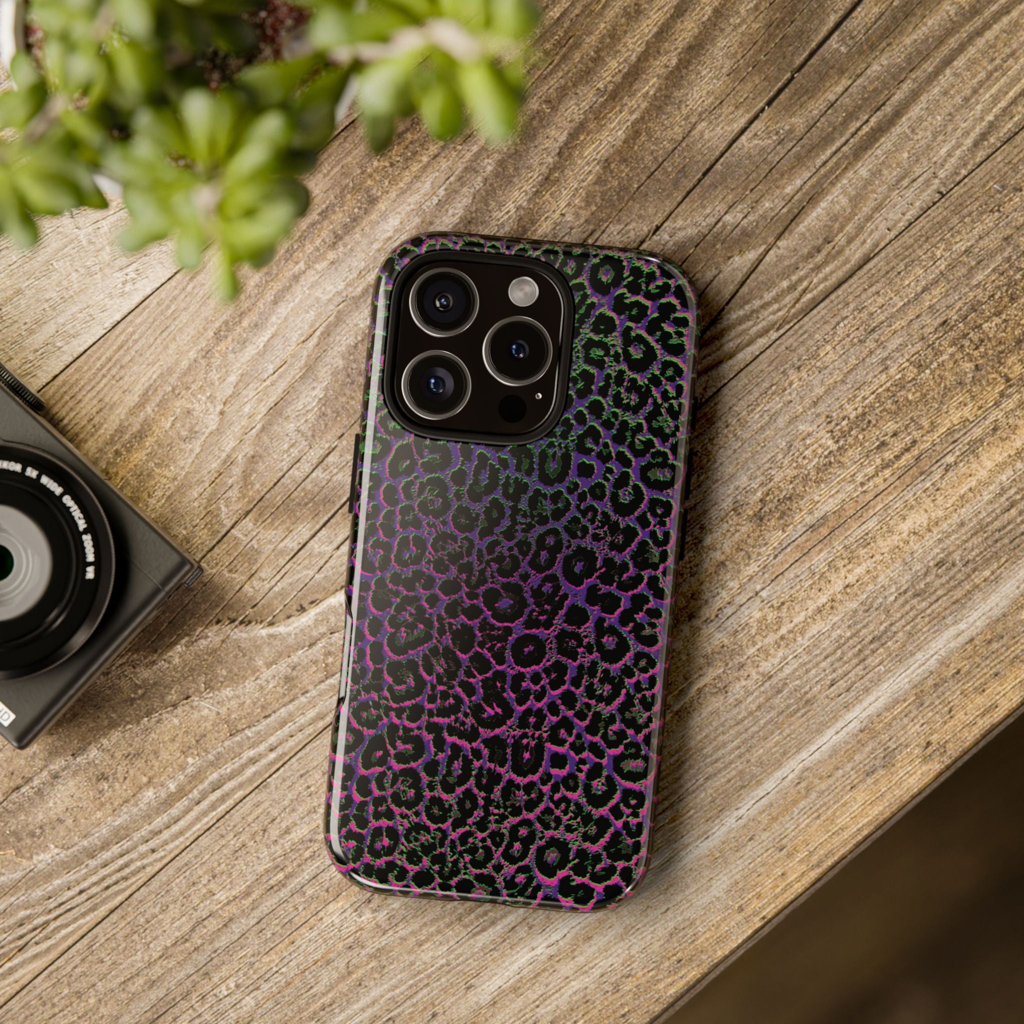 Colorful Leopard Tough Phone Case for iPhone, Galaxy, or Google Pixel