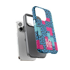 LOVE Blue Leopard 80s Vibe Tough Case for iPhone, Galaxy, or Google Pixel
