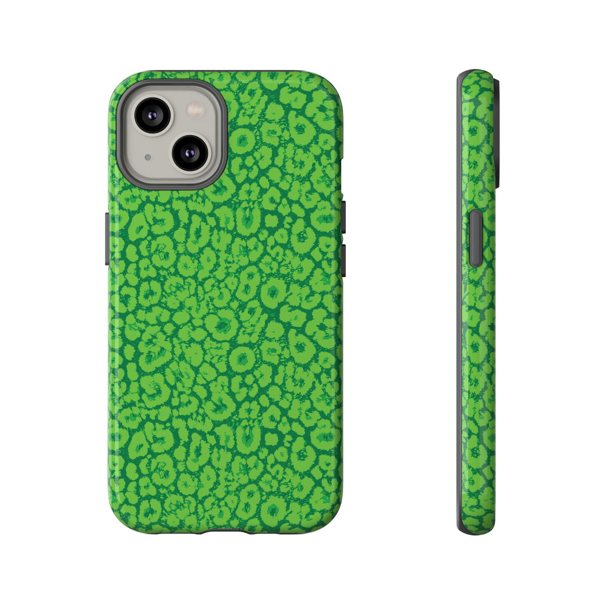 Neon Green Leopard Tough Phone Case for iPhone, Galaxy, or Google Pixel
