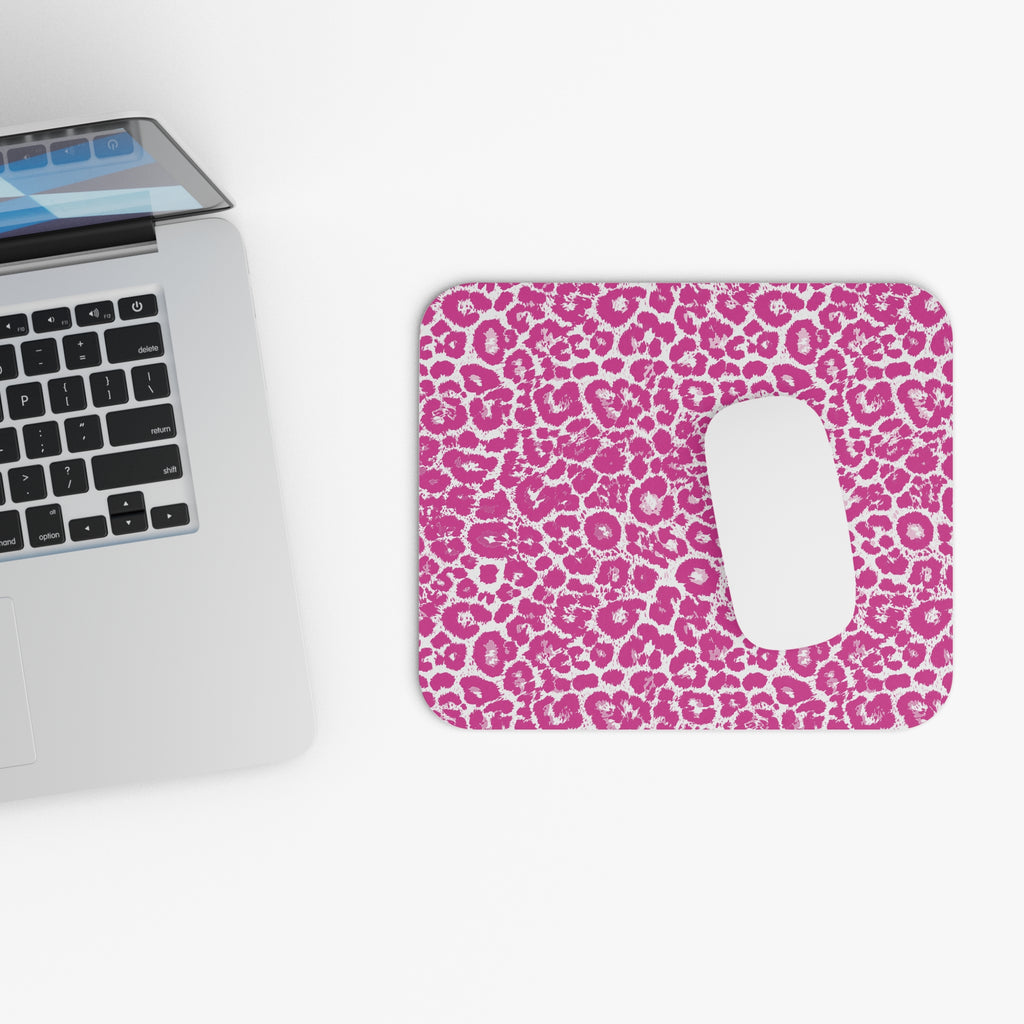Neon Pink Leopard Print Mouse Pad