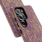 Vibrant Purple Gold Zebra Tough Phone Case iPhone, Galaxy, or Google Pixel