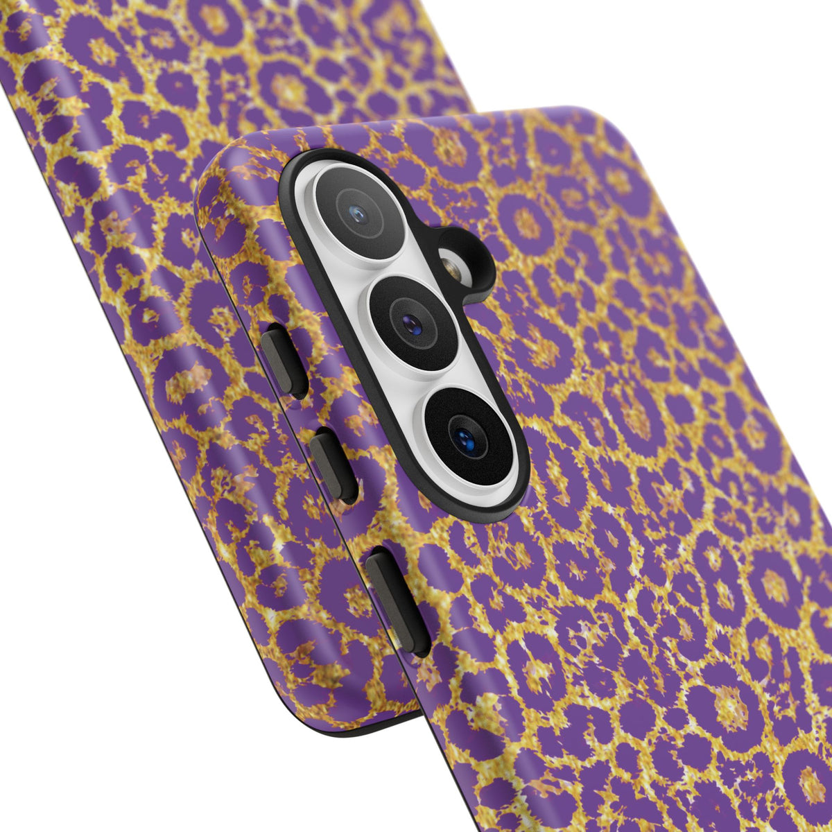 Purple Gold Leopard Tough Phone Case for iPhone, Galaxy, or Google Pixel