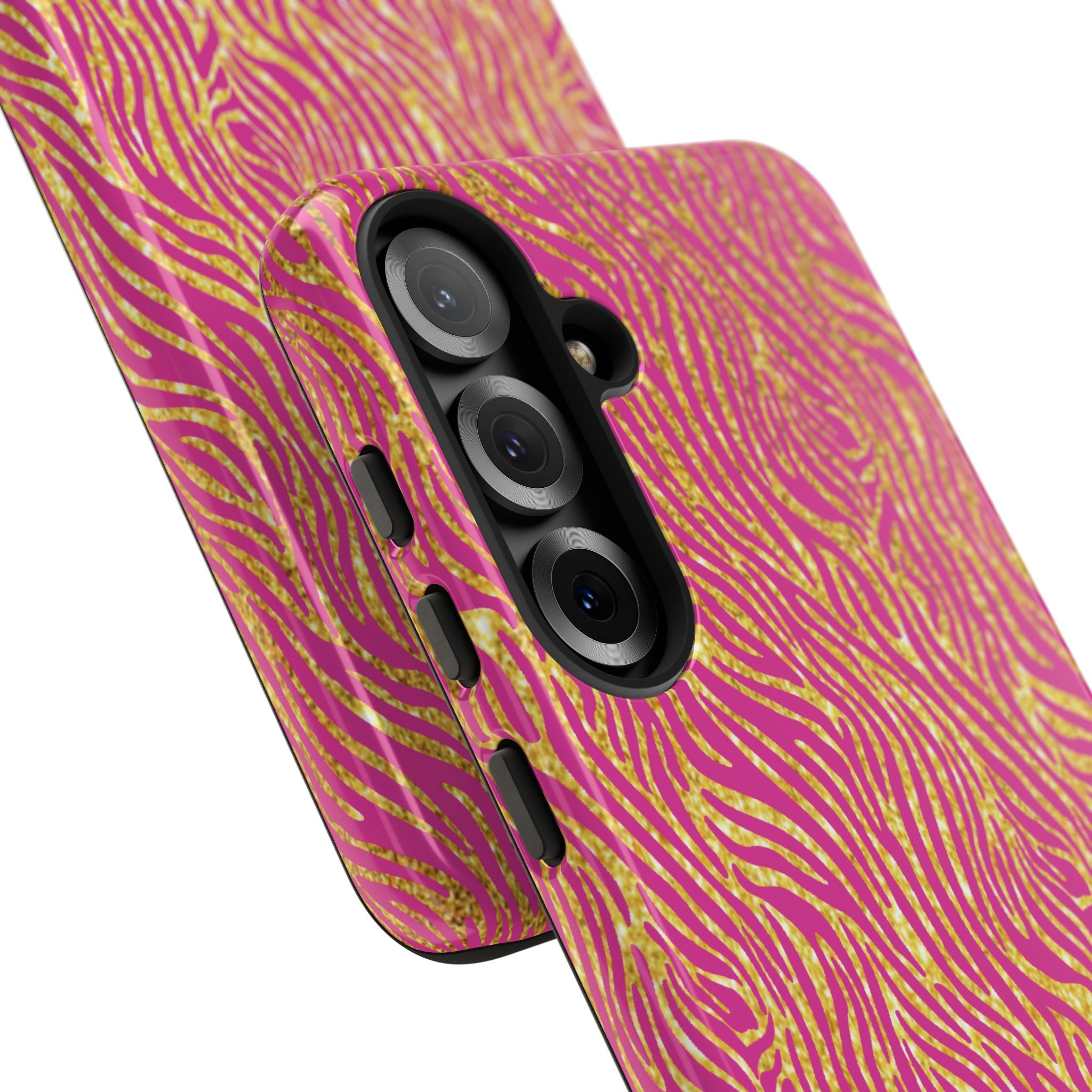 Pink Gold Zebra Print Tough Case for iPhone, Galaxy, or Google Pixel