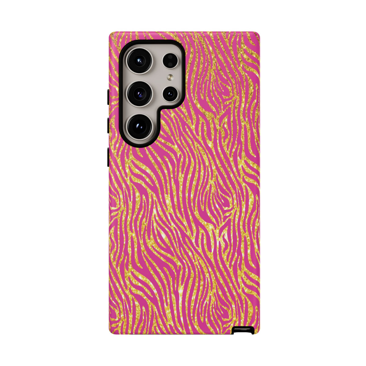 Pink Gold Zebra Print Tough Case for iPhone, Galaxy, or Google Pixel