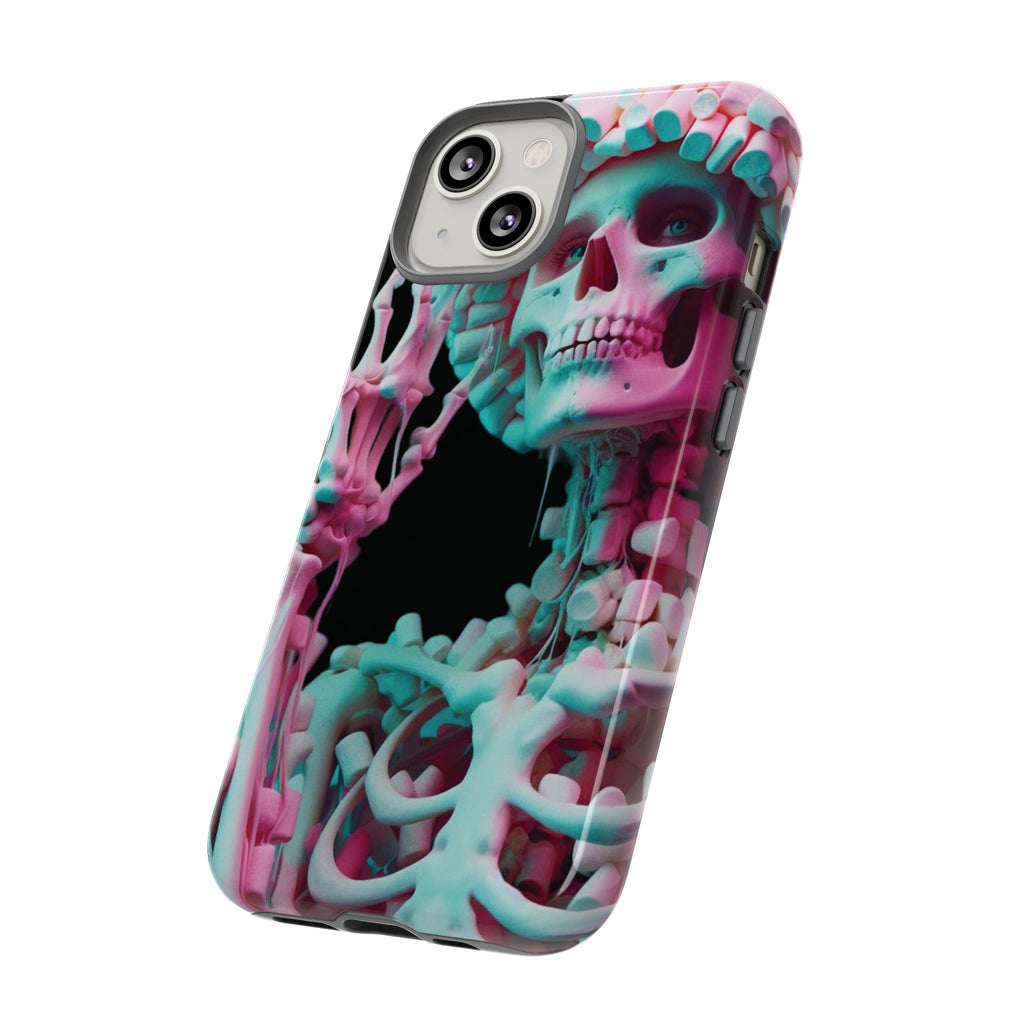 Neon Pink Skeleton (Black) Tough Phone Case for iPhone, Galaxy, or Google Pixel