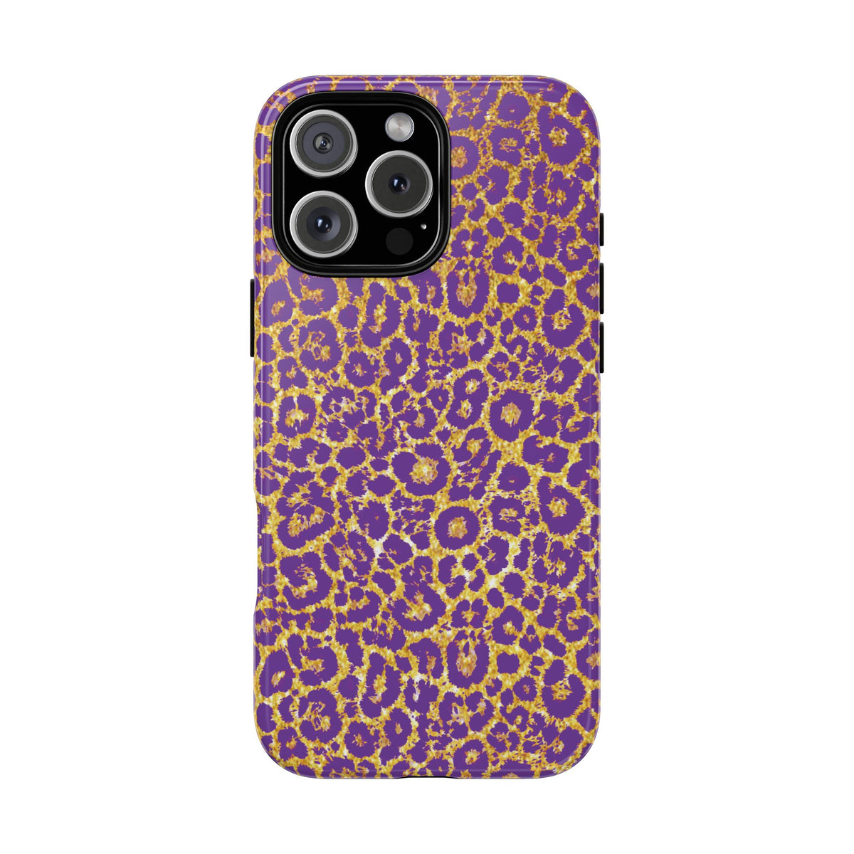 Purple Gold Leopard Tough Phone Case for iPhone, Galaxy, or Google Pixel