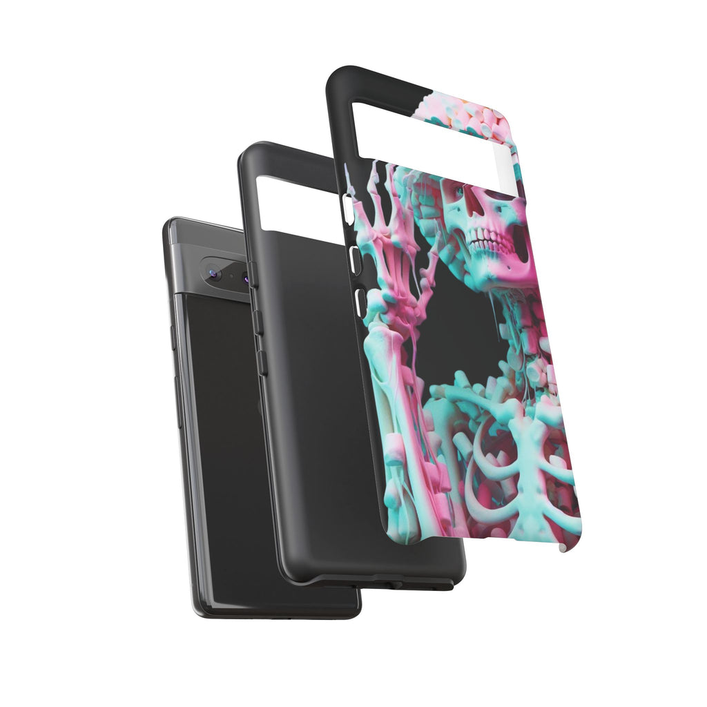 Neon Pink Skeleton (Black) Tough Phone Case for iPhone, Galaxy, or Google Pixel