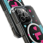 LOVE Retro Blocks Magnetic iPhone 14, 15, 16 Series Clear Impact Cases