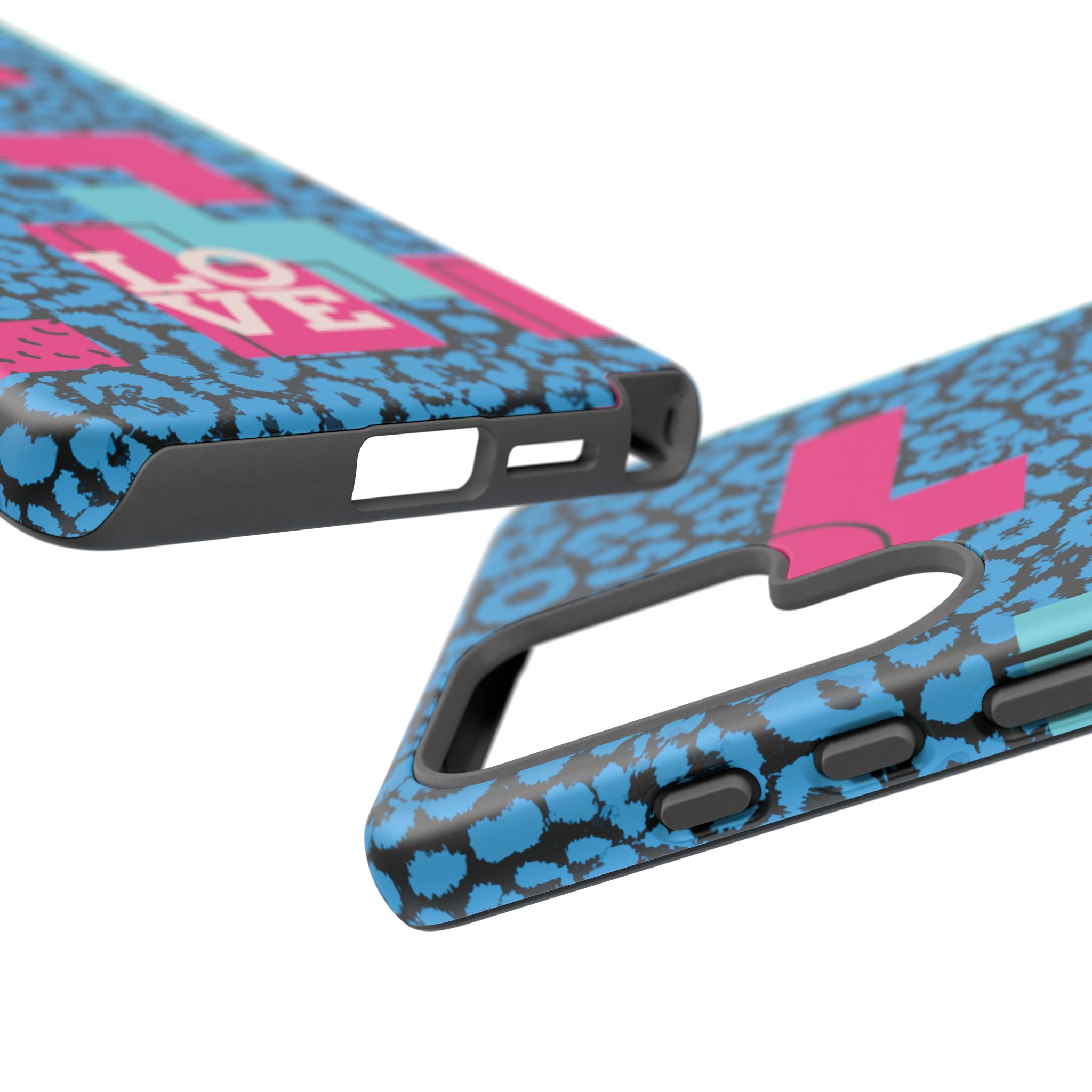 LOVE Blue Leopard 80s Vibe Tough Case for iPhone, Galaxy, or Google Pixel