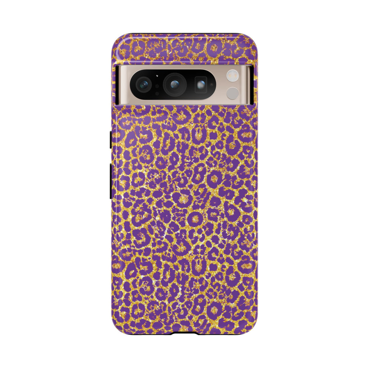 Purple Gold Leopard Tough Phone Case for iPhone, Galaxy, or Google Pixel
