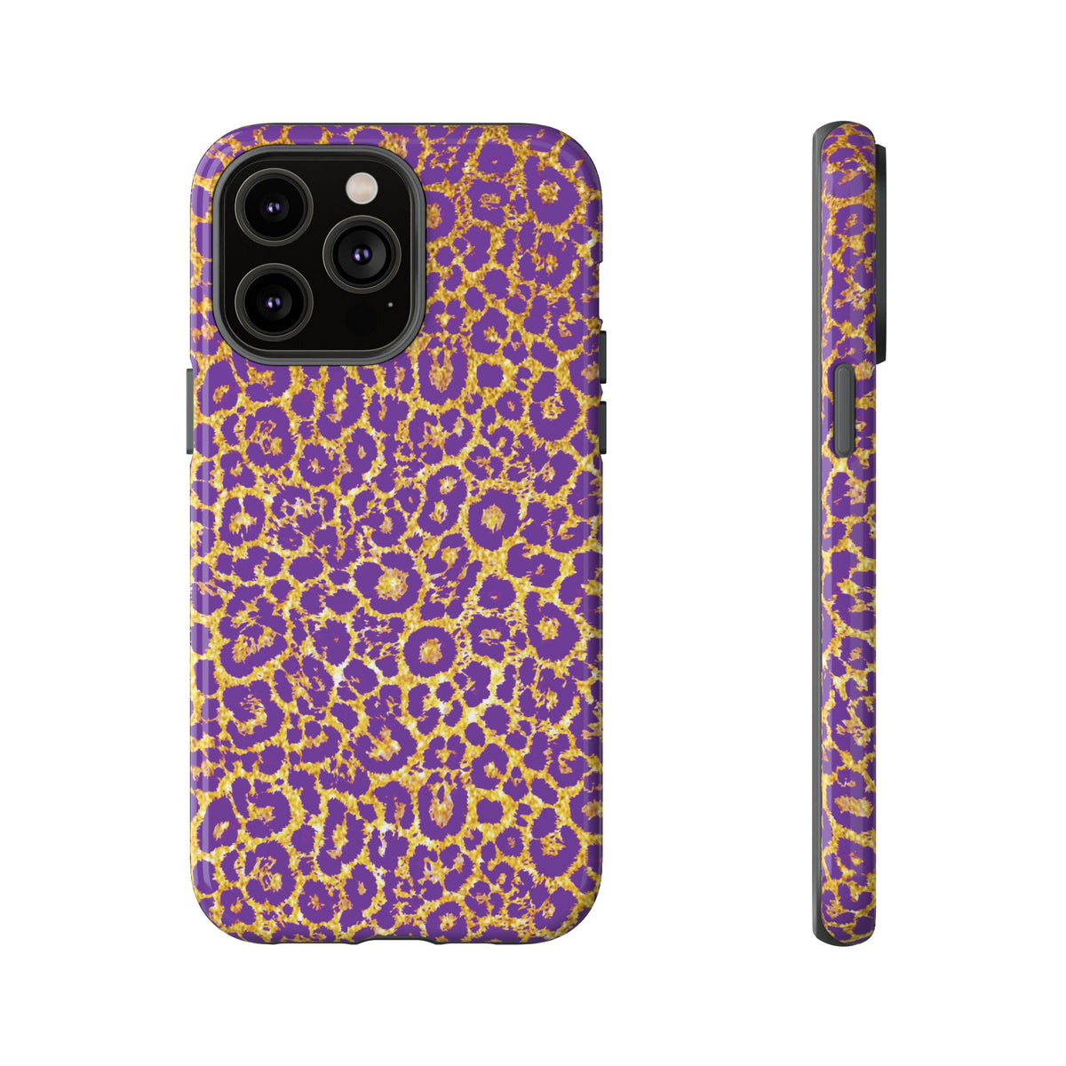 Purple Gold Leopard Tough Phone Case for iPhone, Galaxy, or Google Pixel