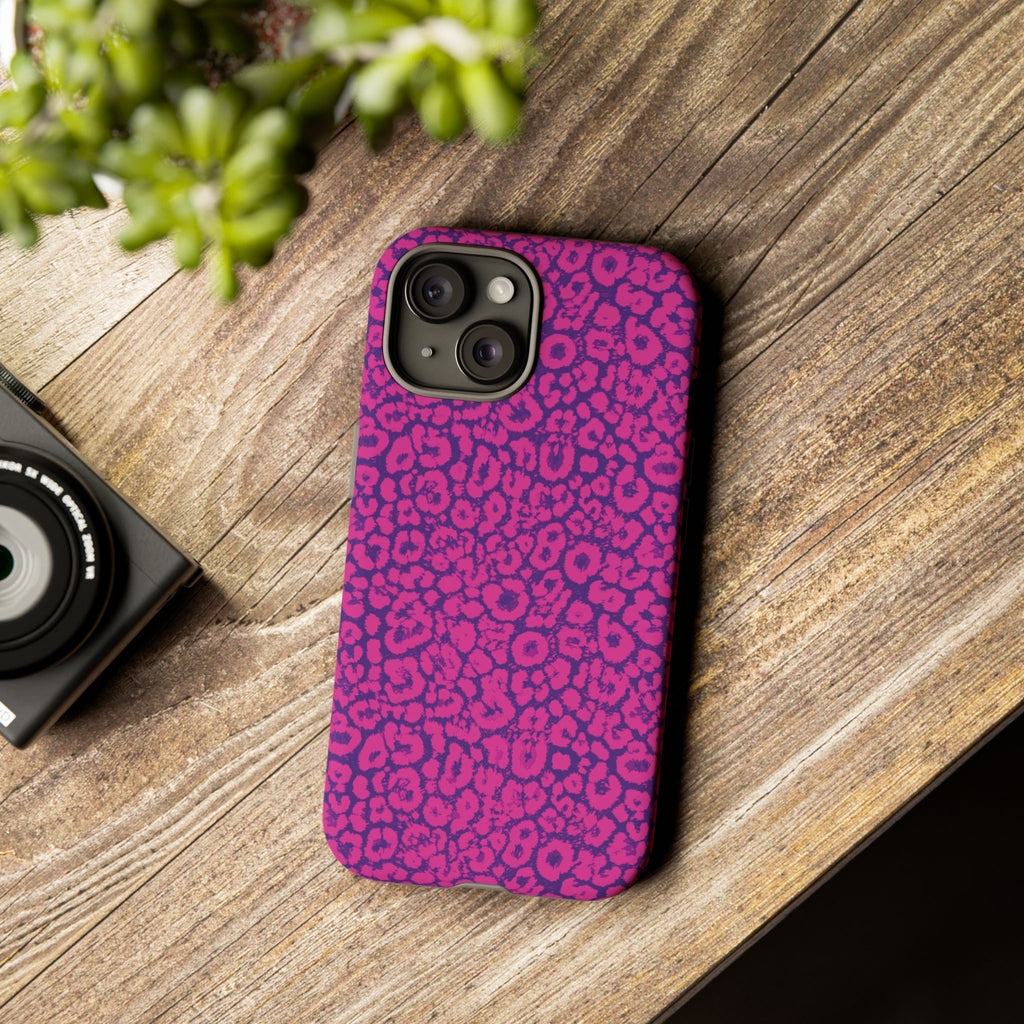 Pink Purple Leopard Tough Phone Case iPhone, Galaxy and Google Pixel