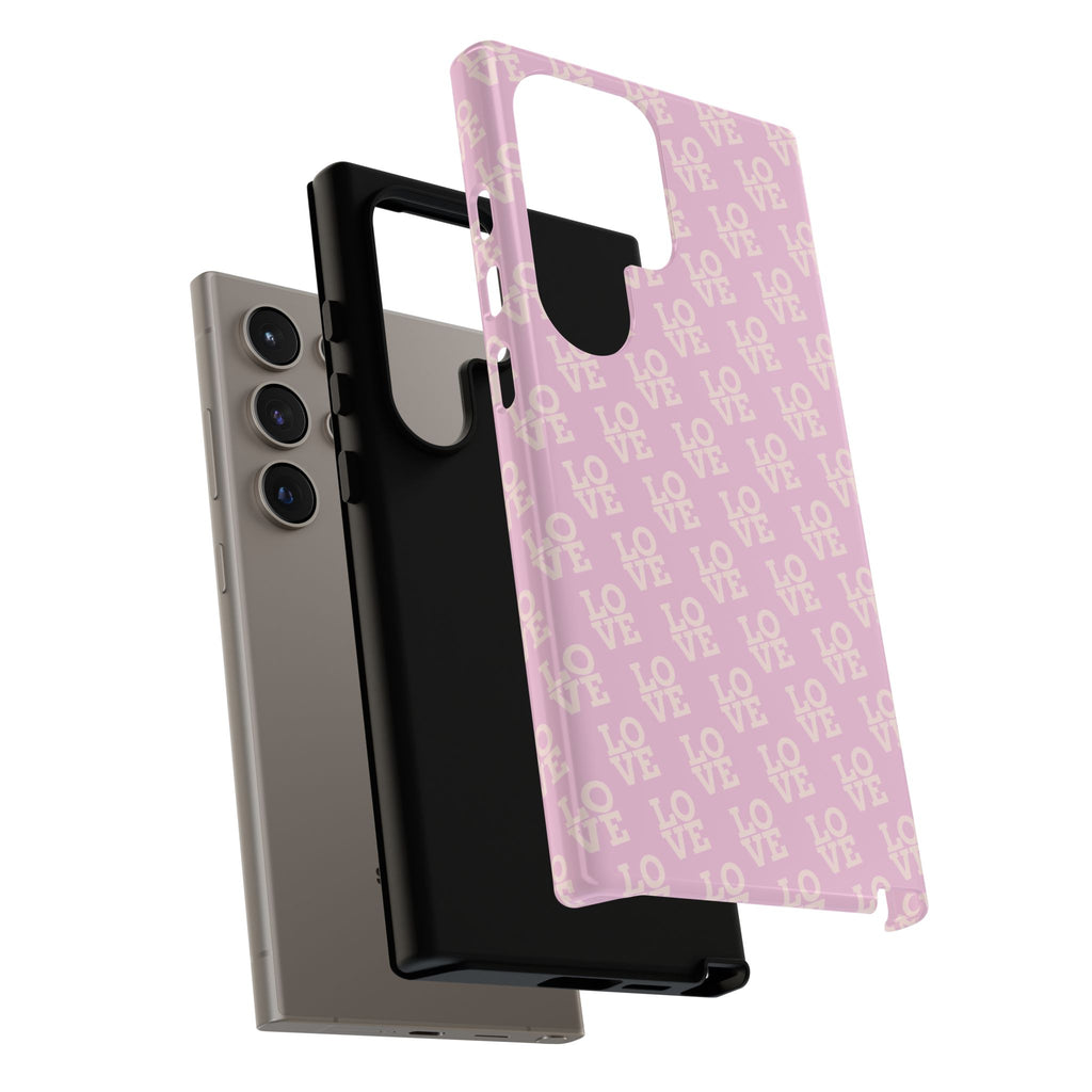 LOVE Pink Tough Phone Case for iPhone, Galaxy, or Google Pixel