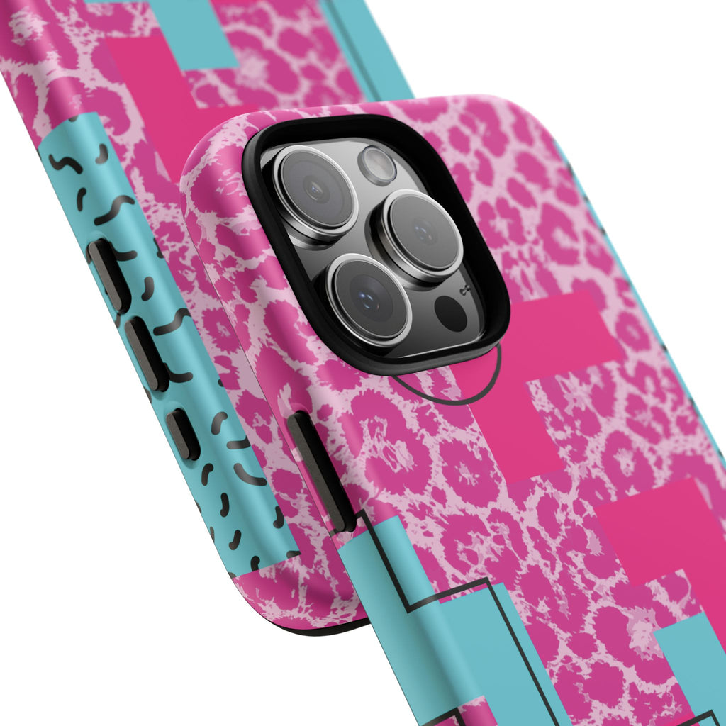 Retro Love Pink Leopard RG Tough Phone Case for iPhone, Galaxy, or Google Pixel