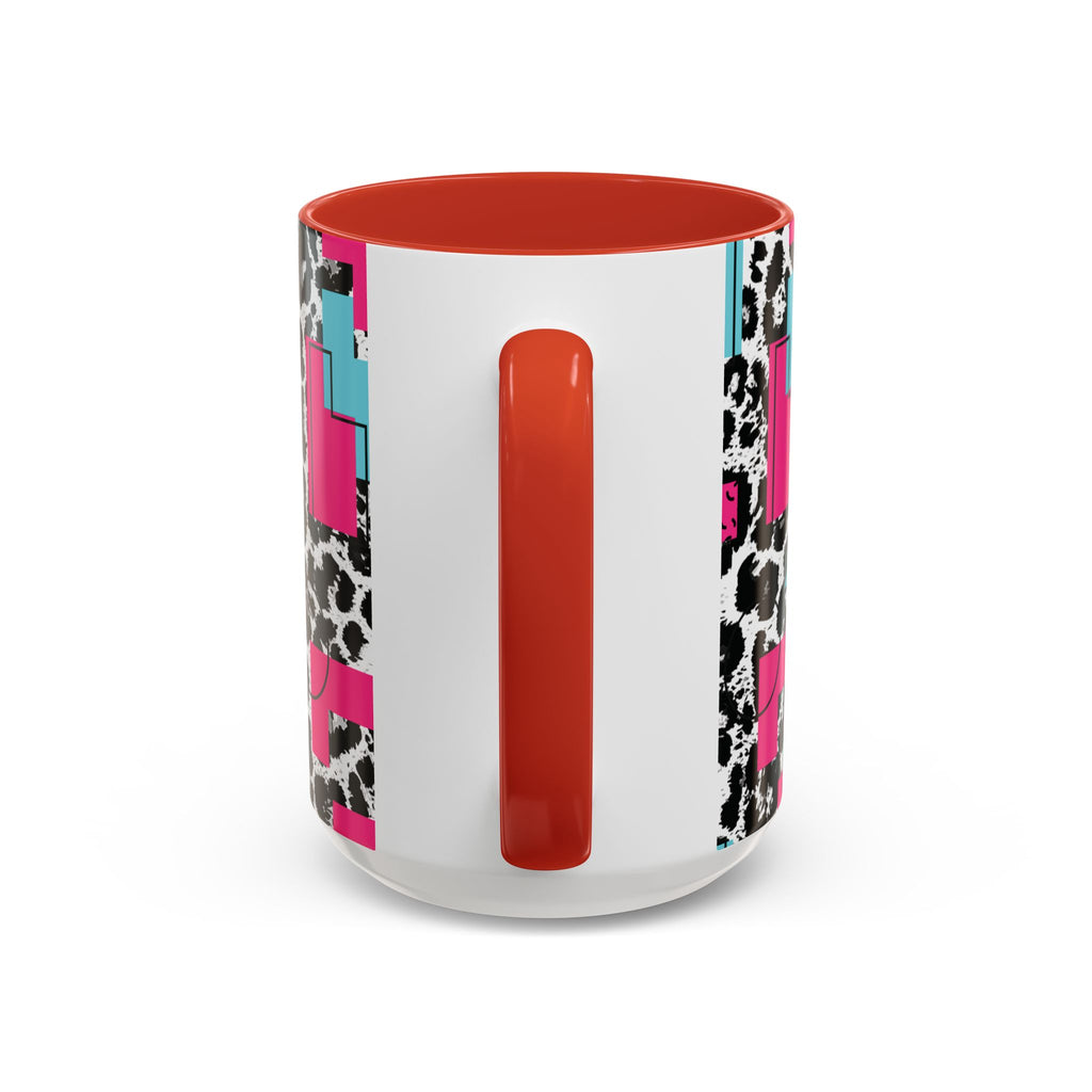 Retro Vibes Love Blocks Leopard Print Coffee Mug Kitchen Decor, Gift