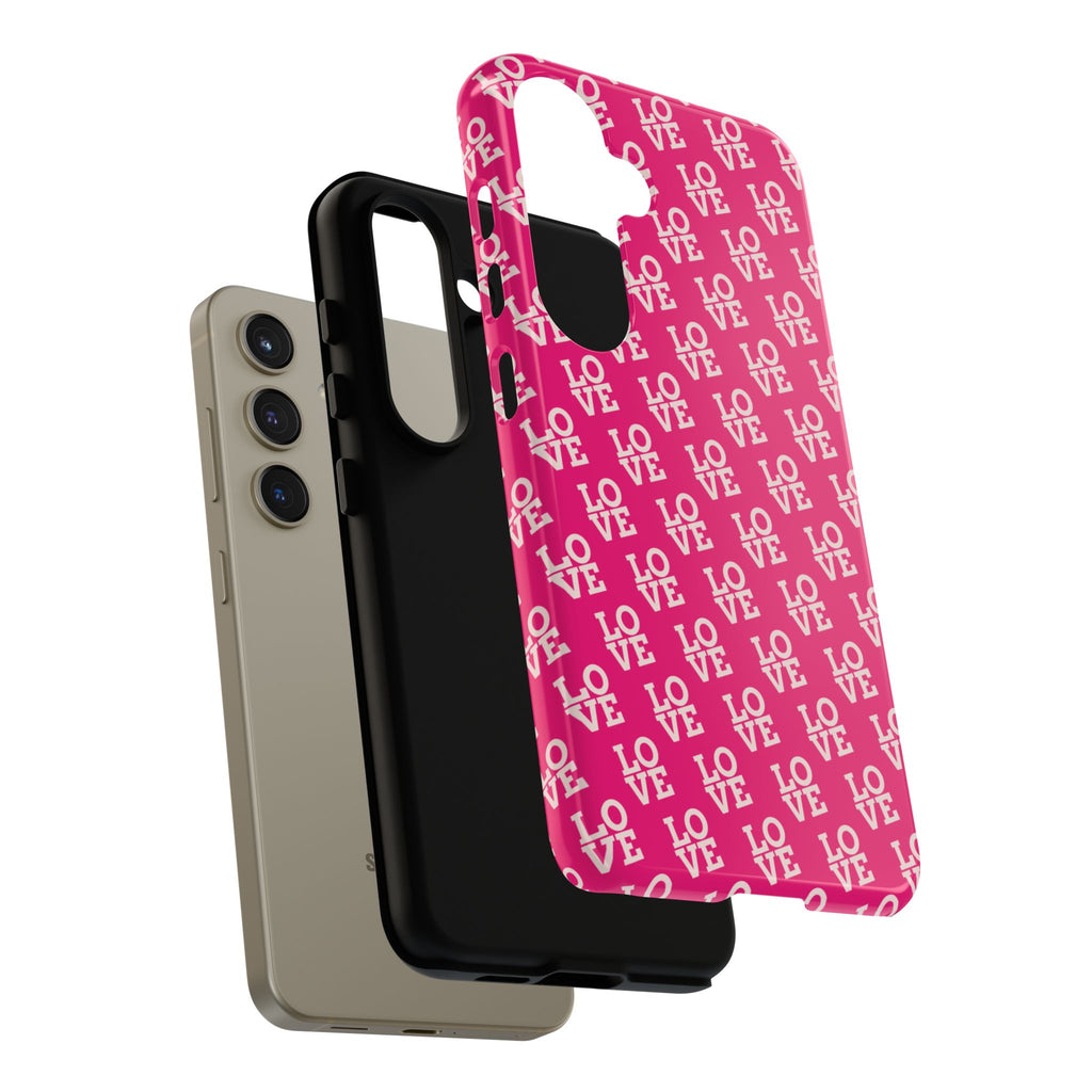 Vibrant Pink LOVE Tough Case iPhone, Galaxy, or Google Pixel