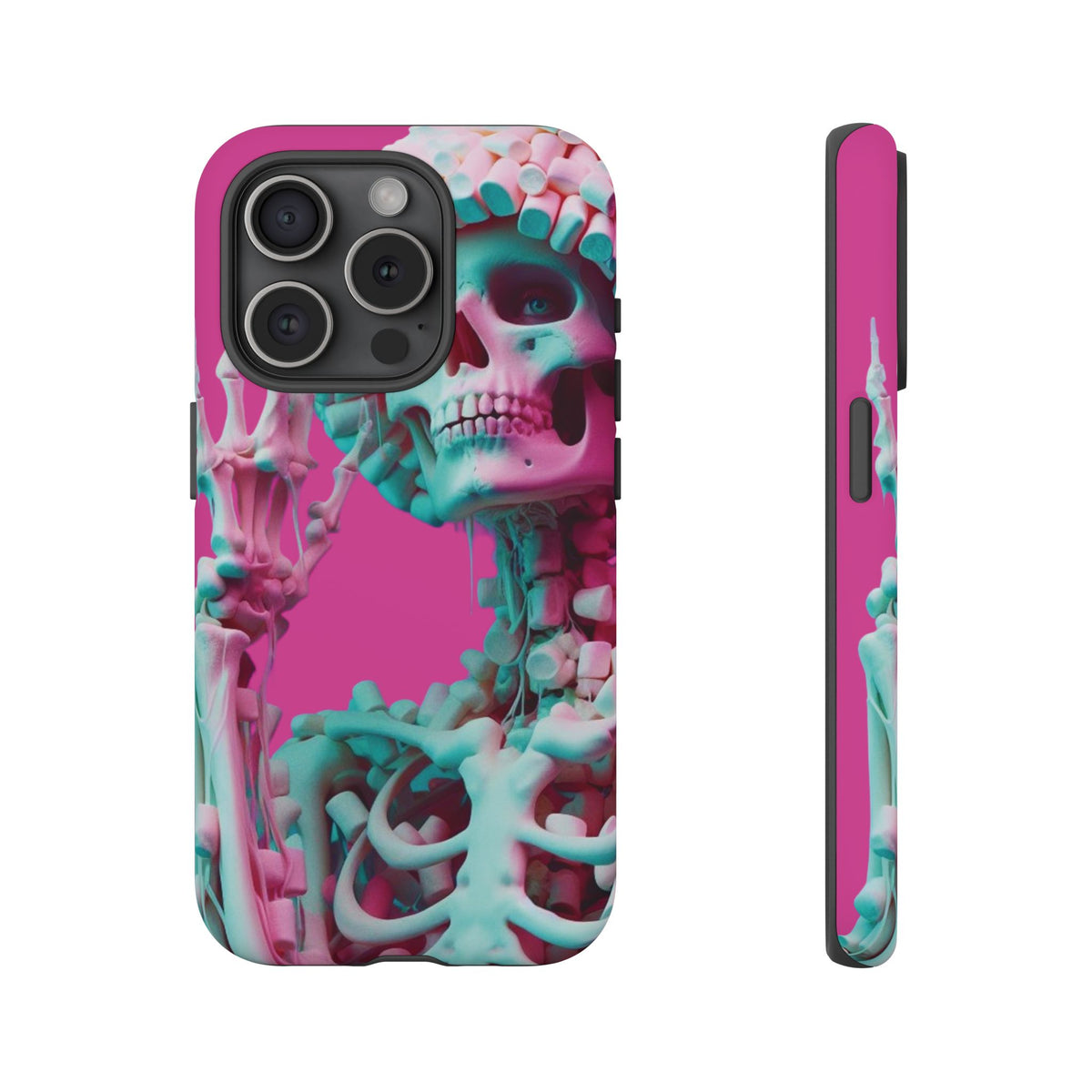 Neon Pink Skeleton Tough Phone Case for iPhone, Galaxy and Google Pixel