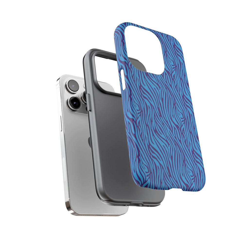 Zebra Print Blue and Purple Tough Case for iPhone, Galaxy or Google Pixel