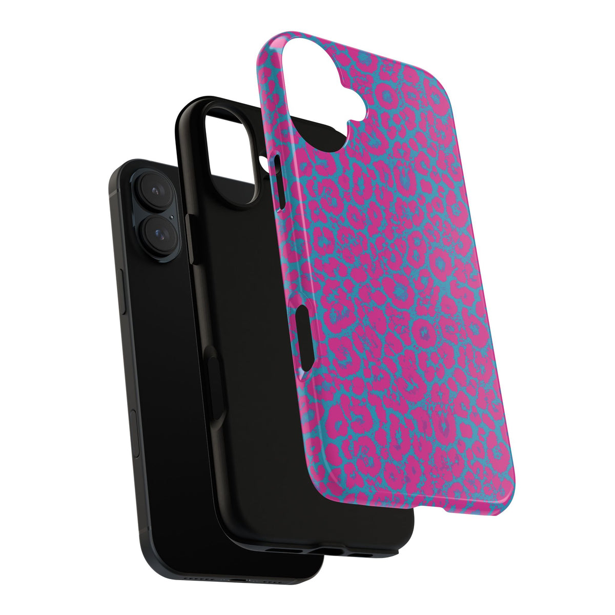 Pink Blue Leopard Tough Phone Case iPhone, Galaxy, or Google Pixel
