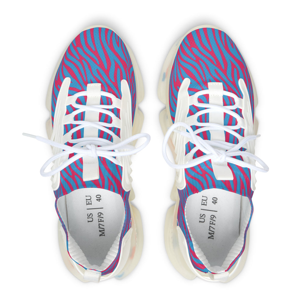 Blue Pink Zebra Women's Mesh Sneakers
