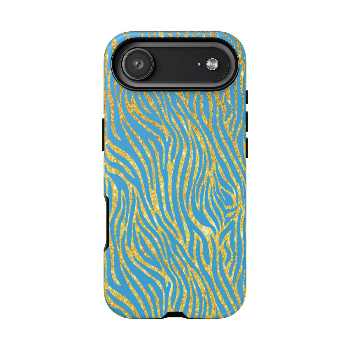 Blue Gold Zebra Tough Case for iPhone, Galaxy, or Google Pixel