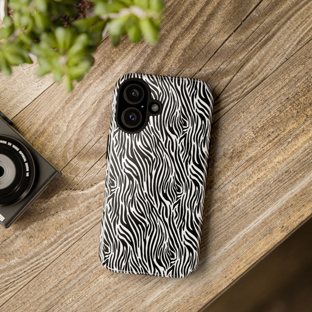 Black and White Zebra Print Tough Case iPhone, Galaxy and Google Pixel