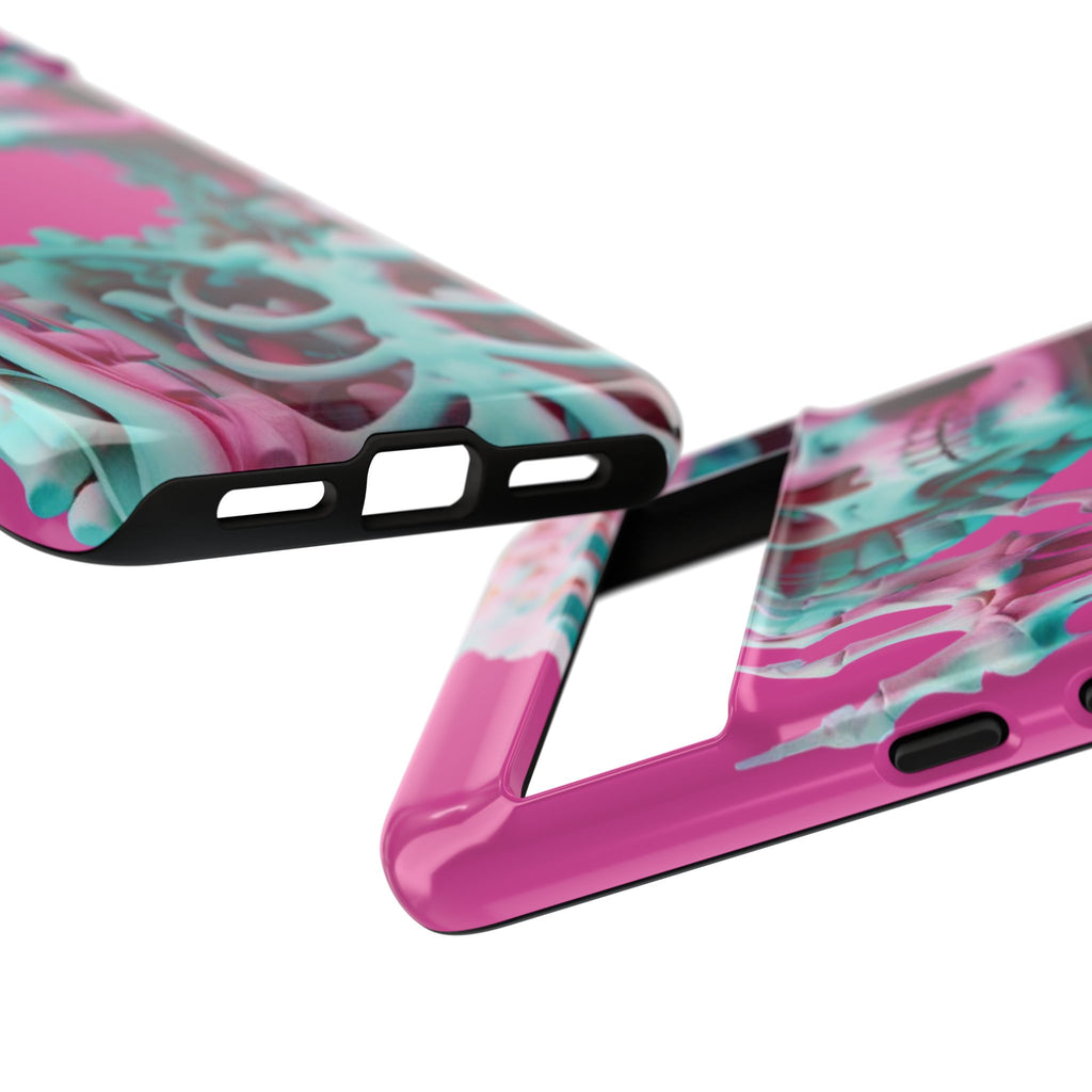 Neon Pink Skeleton Tough Phone Case for iPhone, Galaxy and Google Pixel