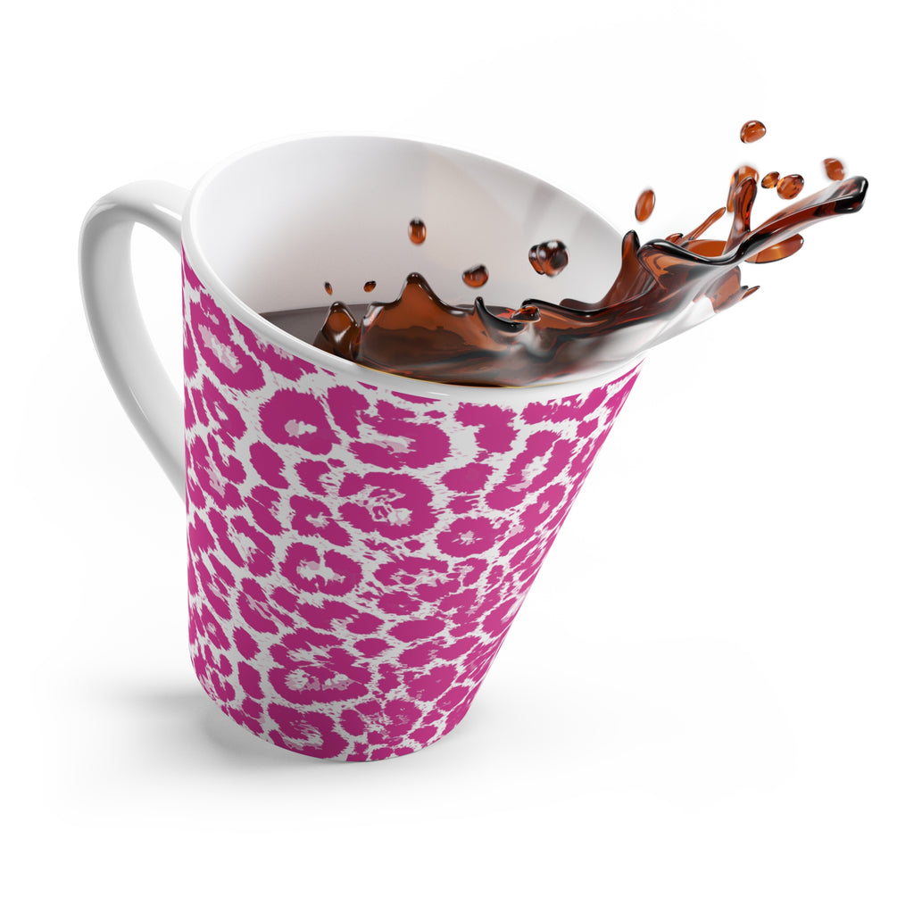 Neon Pink Leopard Print Latte Mug