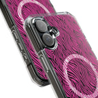 Pink Zebra Magnetic iPhone 14, 15, 16 Series Clear Impact Cases