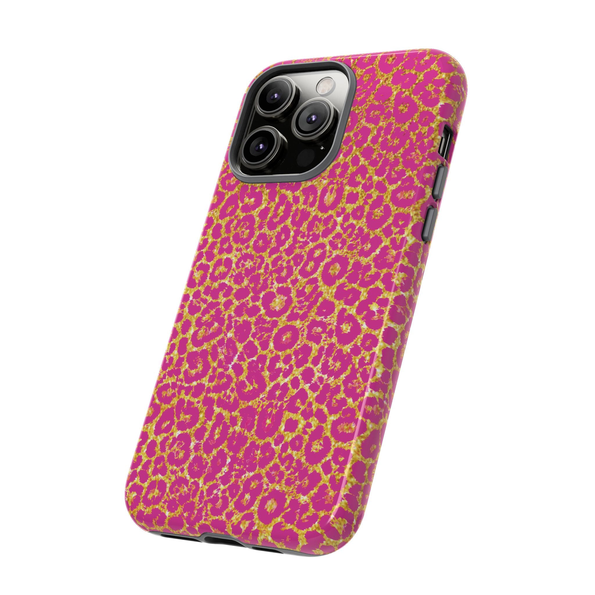Pink Gold Leopard Tough Case for iPhone, Galaxy, or Google Pixel
