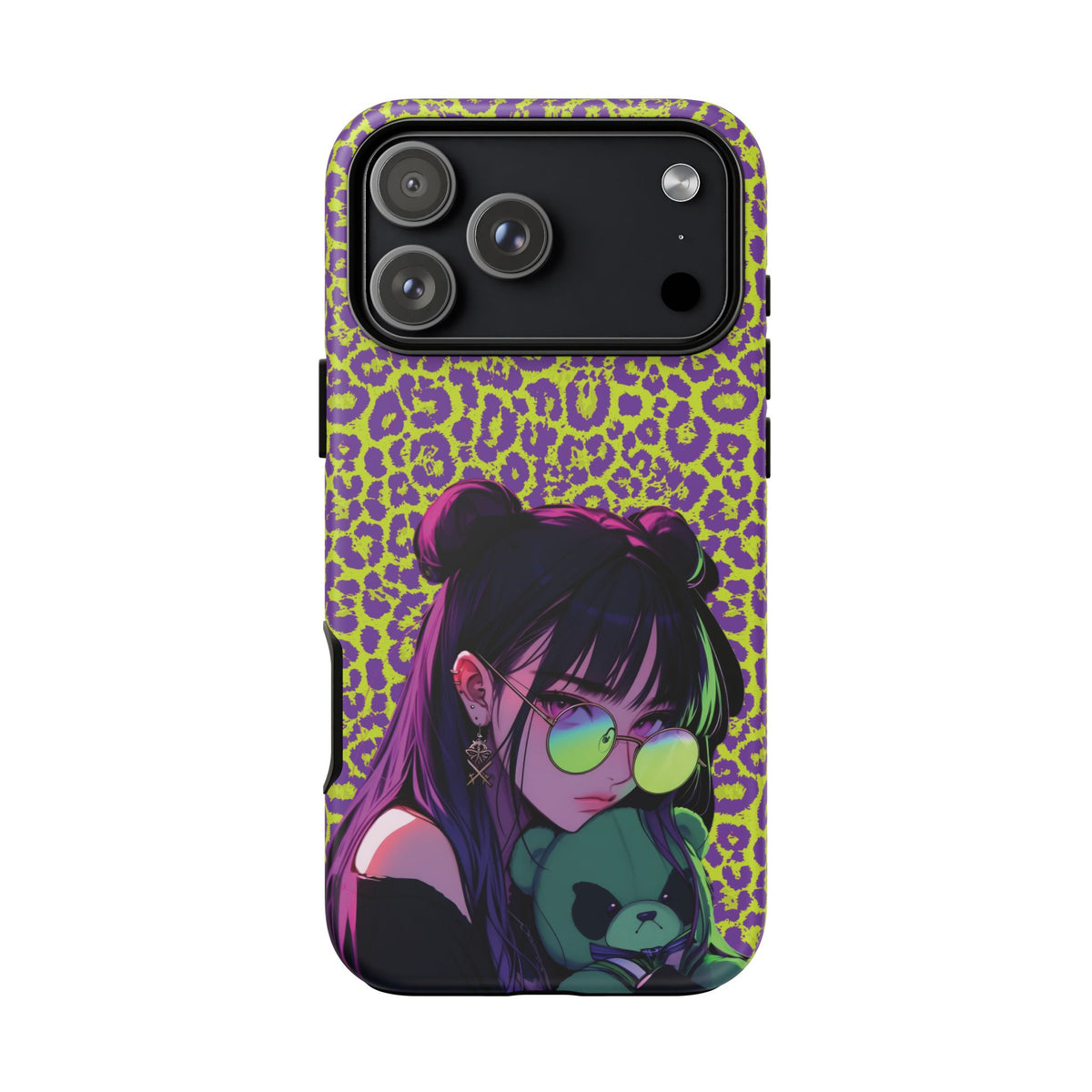 Purple Neon Lime Leopard Kz Tough Case for iPhone, Galaxy, or Google Pixel