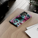 Neon Pink Skeleton (Black) Tough Phone Case for iPhone, Galaxy, or Google Pixel