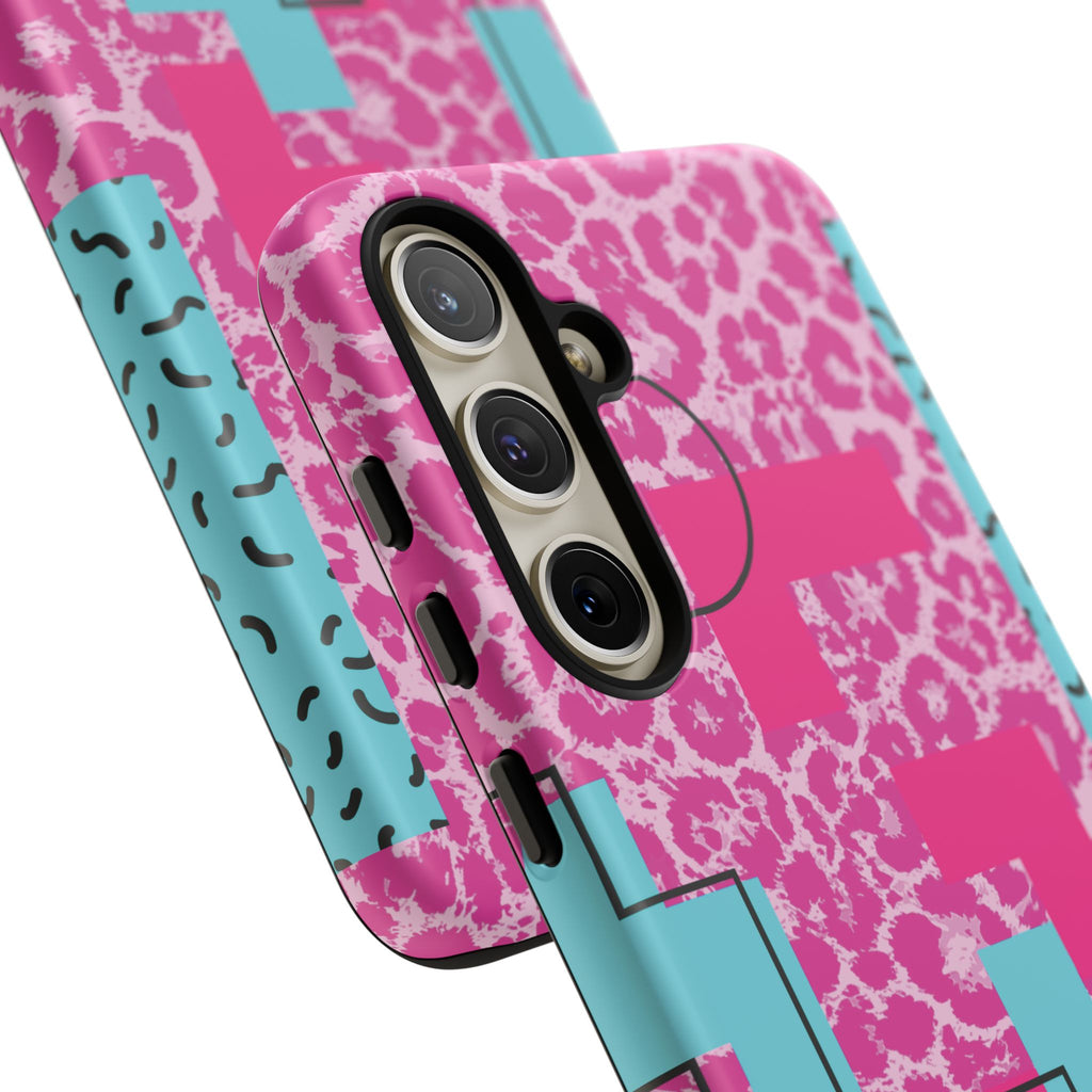 Retro Love Pink Leopard RG Tough Phone Case for iPhone, Galaxy, or Google Pixel