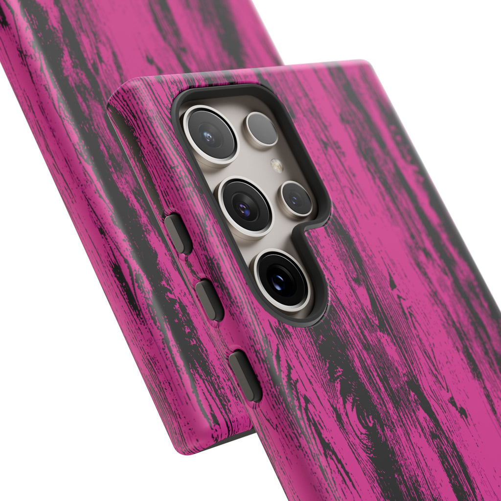 Hot Pink wood print Design Tough Phone Case for iPhone, Galaxy, or Google Pixel
