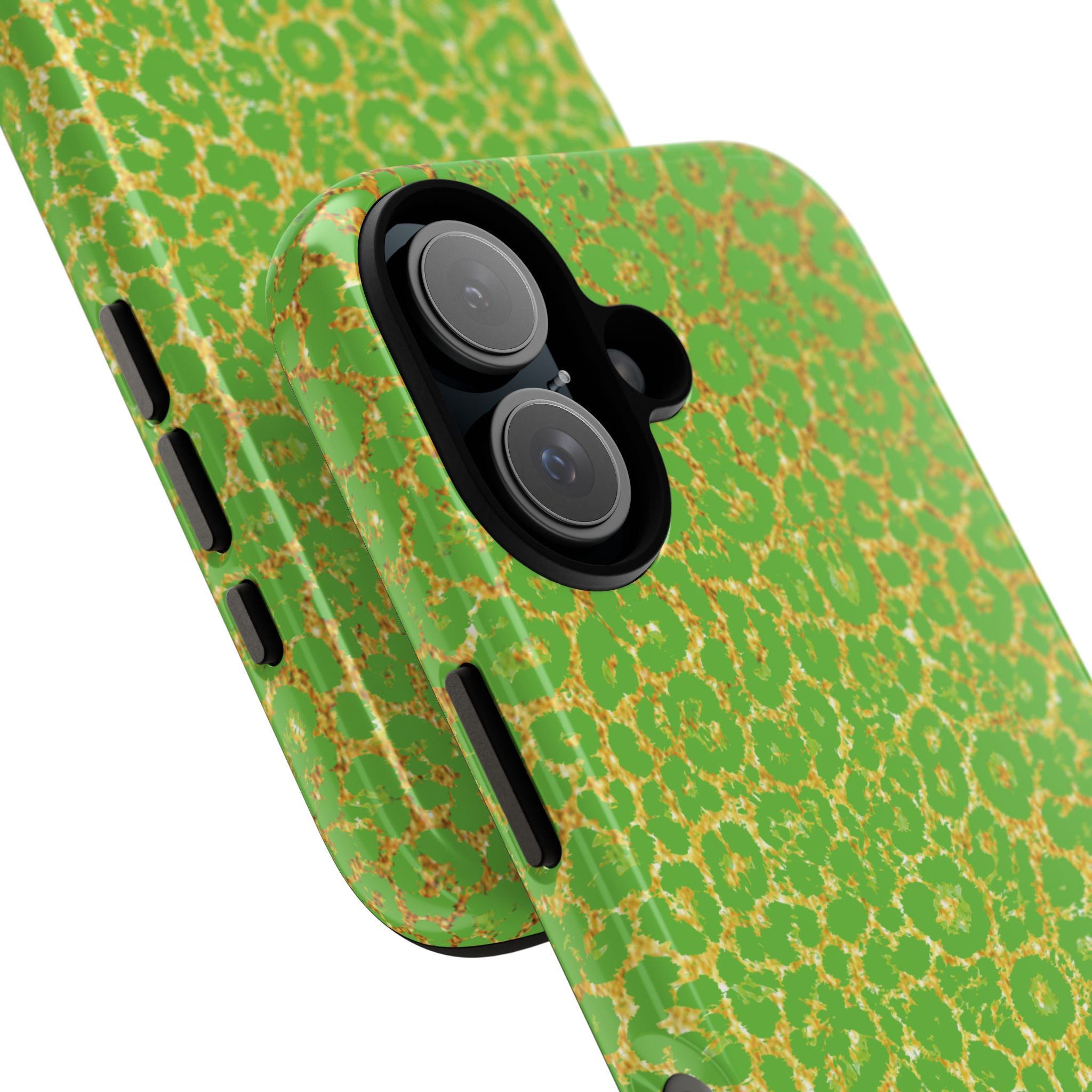 Neon Green Gold Leopard Tough Phone Case iPhone, Galaxy, or Google Pixel