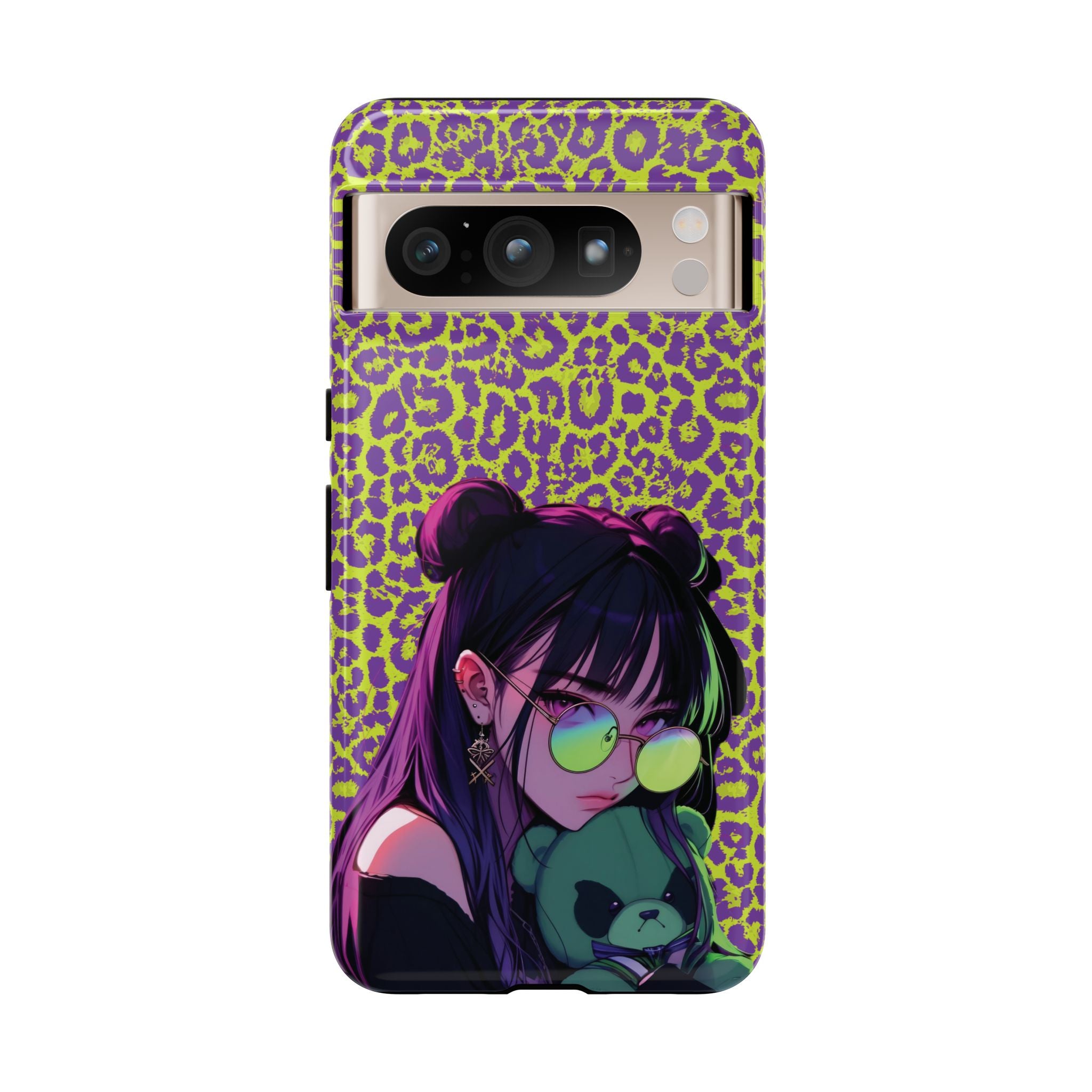 Purple Neon Lime Leopard Kz Tough Case for iPhone, Galaxy, or Google Pixel