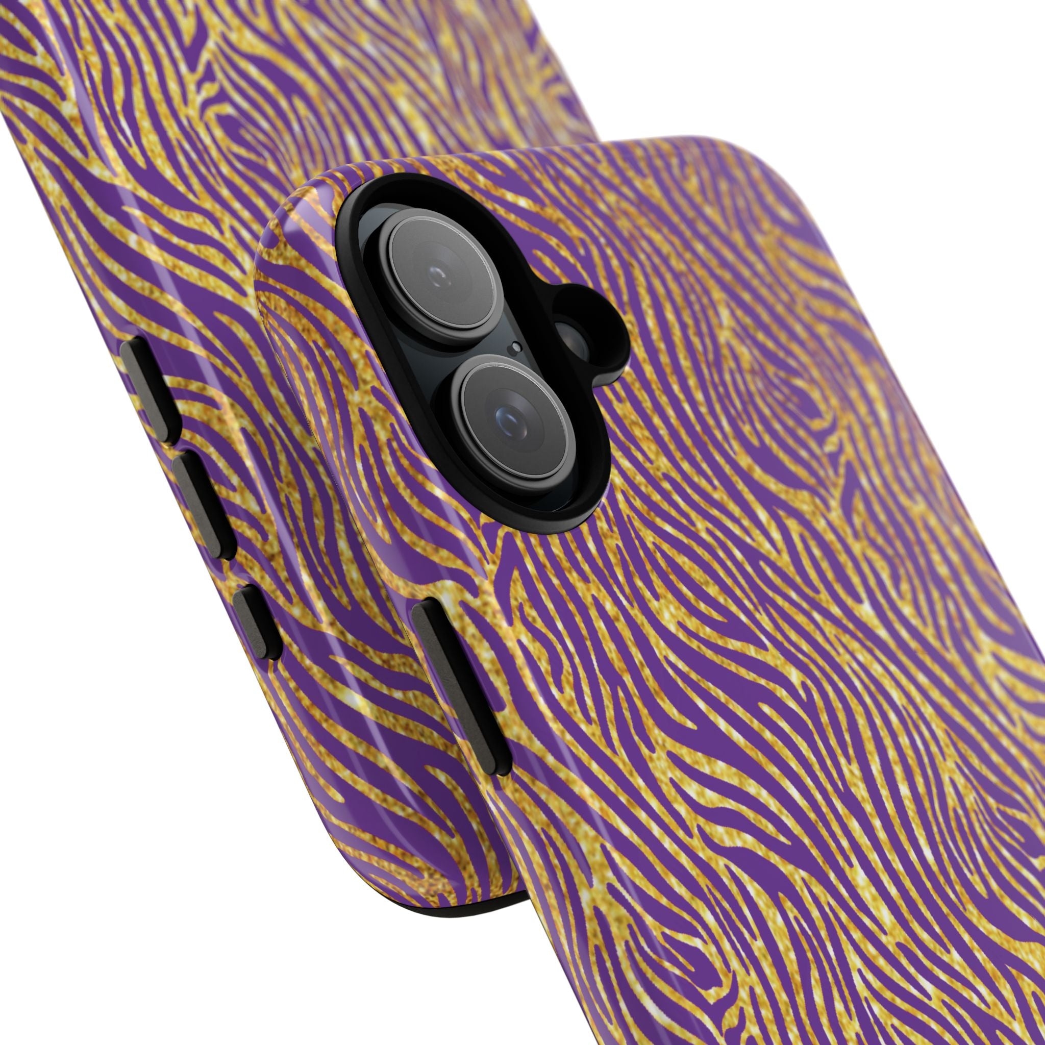 Vibrant Purple Gold Zebra Tough Phone Case iPhone, Galaxy, or Google Pixel