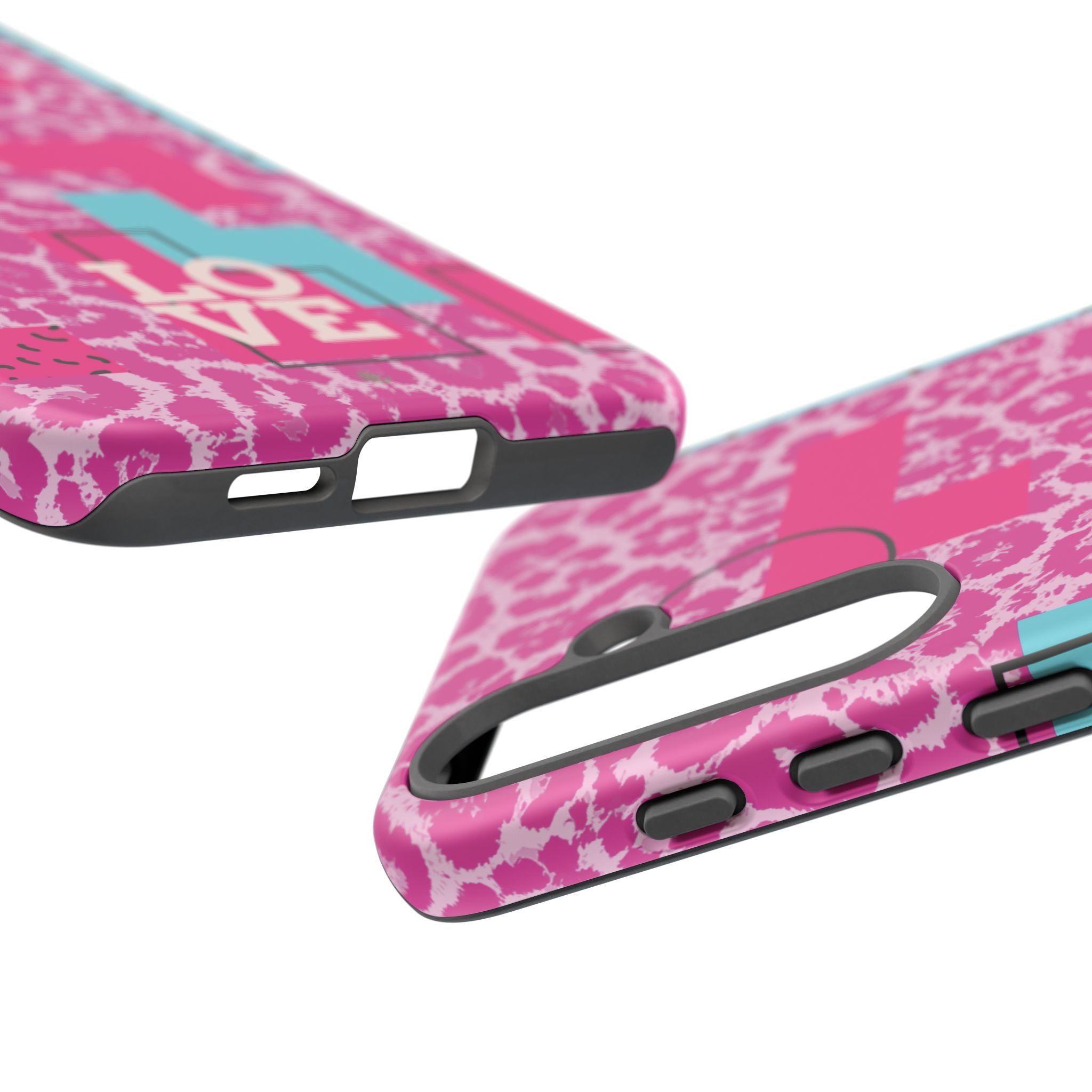 Retro Love Pink Leopard RG Tough Phone Case for iPhone, Galaxy, or Google Pixel