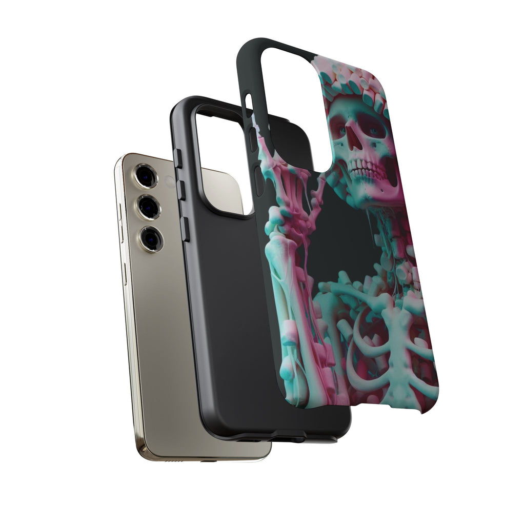 Neon Pink Skeleton (Black) Tough Phone Case for iPhone, Galaxy, or Google Pixel
