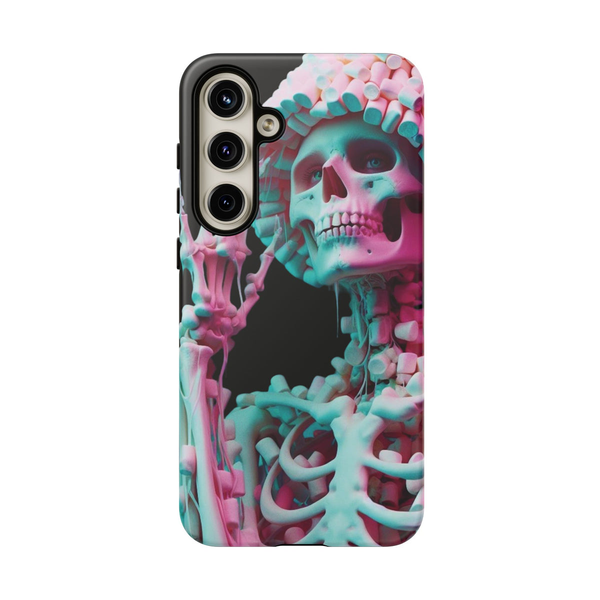 Neon Pink Skeleton (Black) Tough Phone Case for iPhone, Galaxy, or Google Pixel
