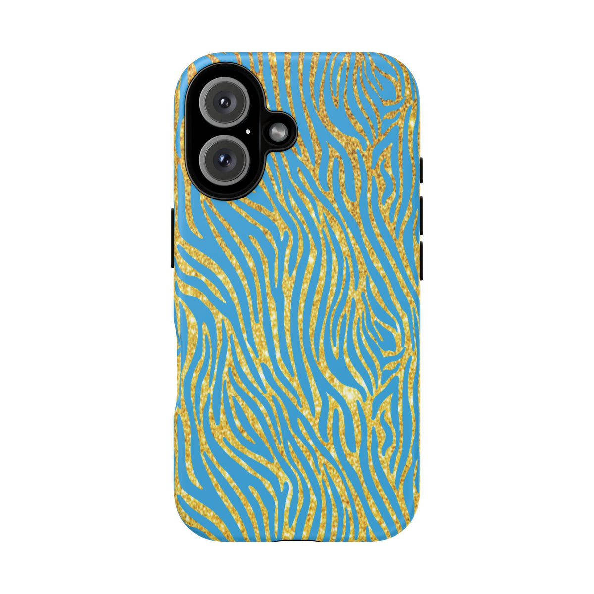 Blue Gold Zebra Tough Case for iPhone, Galaxy, or Google Pixel