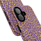 Purple Gold Leopard Tough Phone Case for iPhone, Galaxy, or Google Pixel