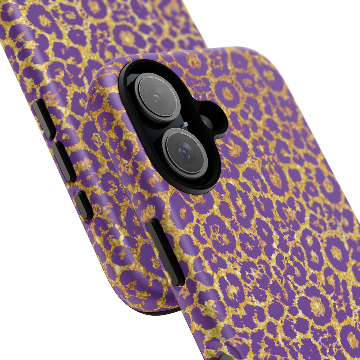 Purple Gold Leopard Tough Phone Case for iPhone, Galaxy, or Google Pixel