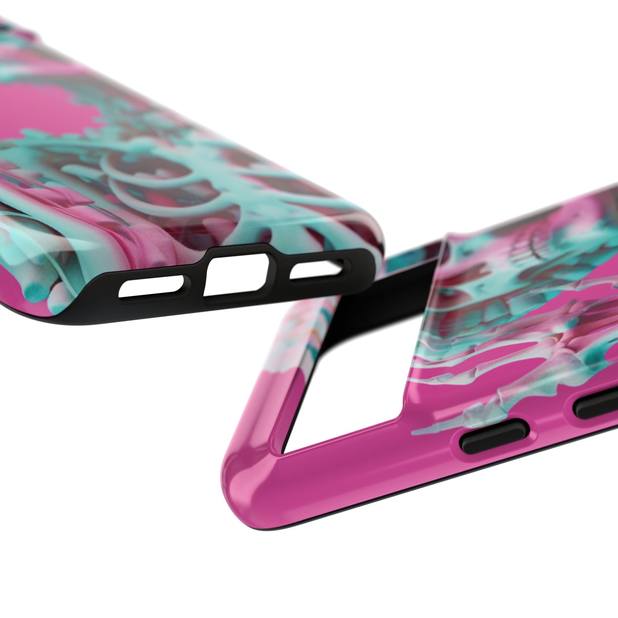 Neon Pink Skeleton Tough Phone Case for iPhone, Galaxy and Google Pixel