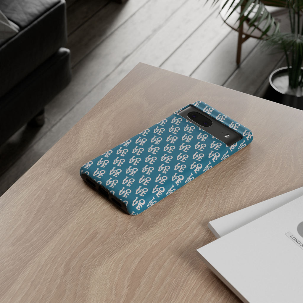 LOVE Teal Green Tough Phone Case iPhone, Galaxy, or Google Pixel