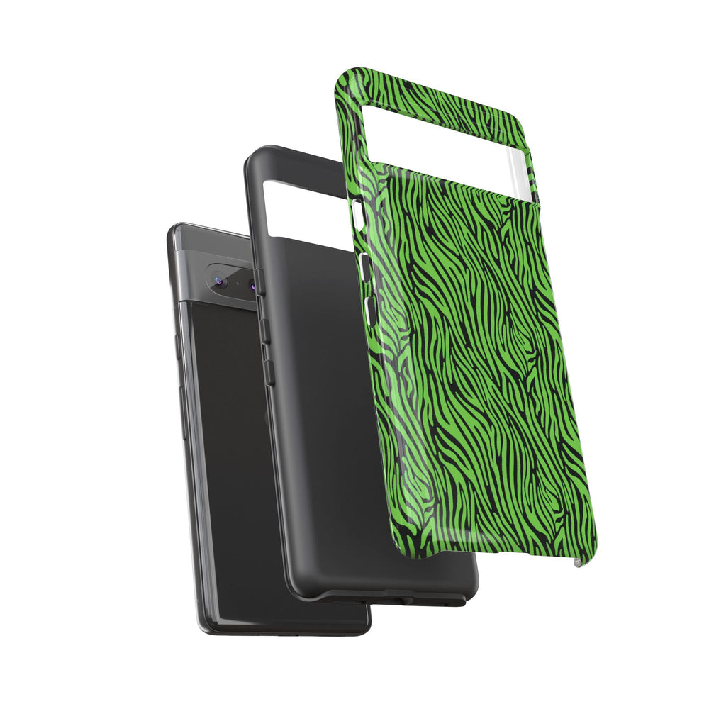Neon Green Zebra Tough Phone Case iPhone, Galaxy, or Google Pixel