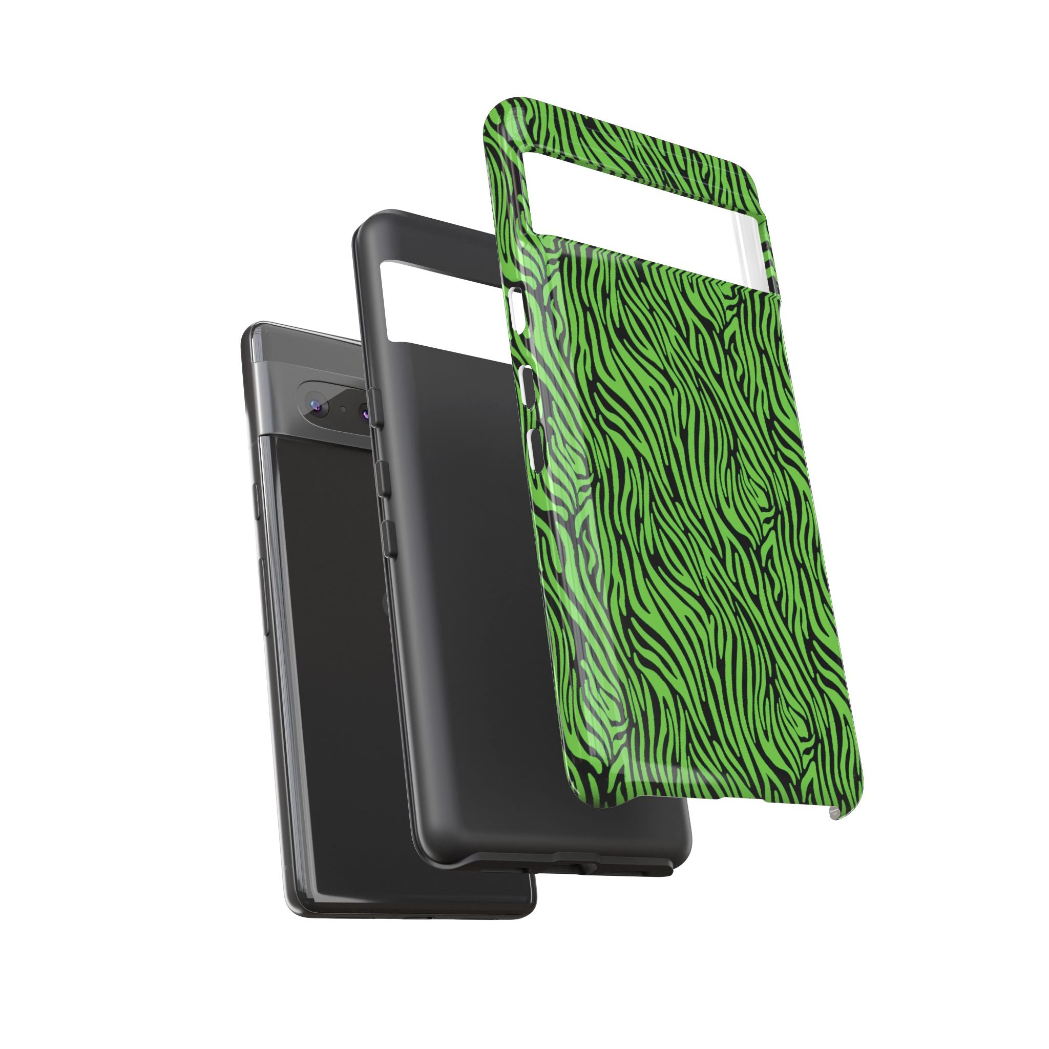 Neon Green Zebra Tough Phone Case iPhone, Galaxy, or Google Pixel
