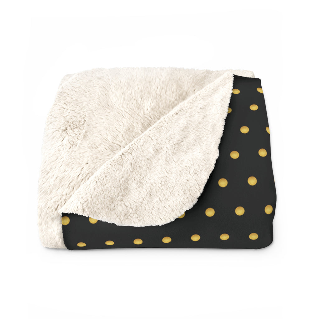 Gold Polka Dots (Black) Sherpa Fleece Blanket