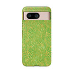 Neon Green Gold Zebra Tough Phone Case for iPhone, Galaxy, or Google Pixel